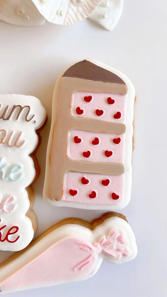 Cake slice with hearts