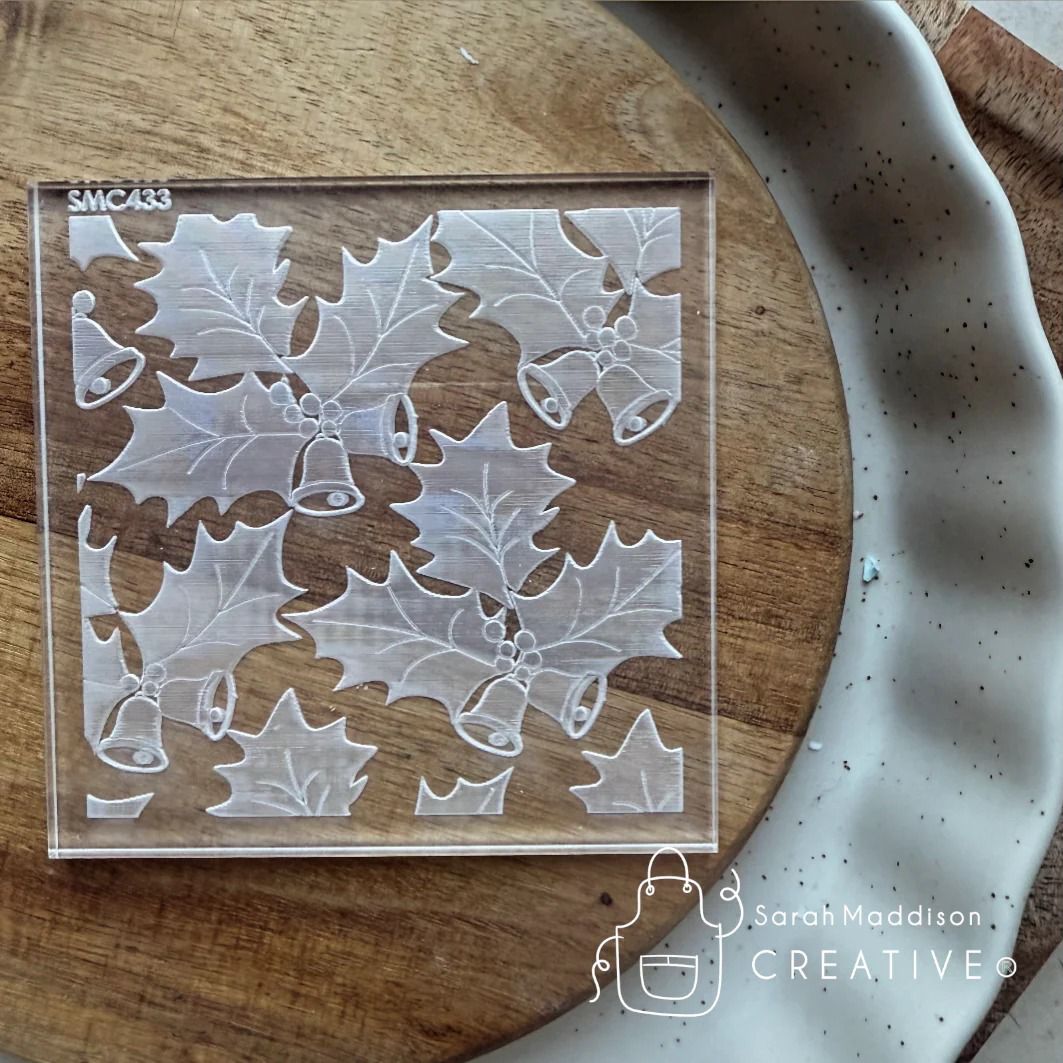 Bells and Holly Pattern debosser