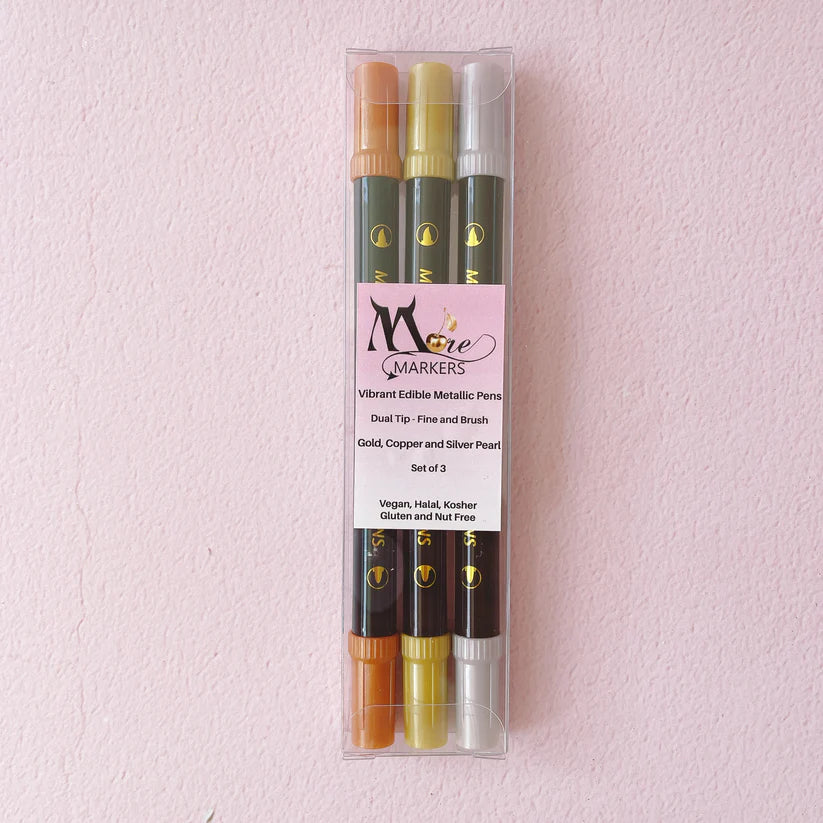 Edible Markers Set of 3 in Gold, Copper and Silver Pearl