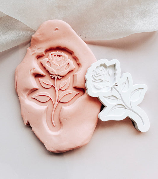 Single stem vintage rose stamp and cutter